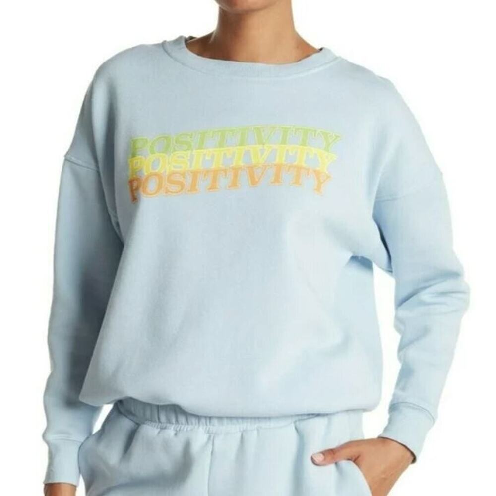 Abound Organic Cotton Blend Dropped Shoulder Sweatshirt in Blue Cashmere 1X $30